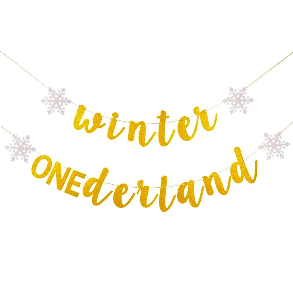 Winter Onederland Banner Gold Glitter